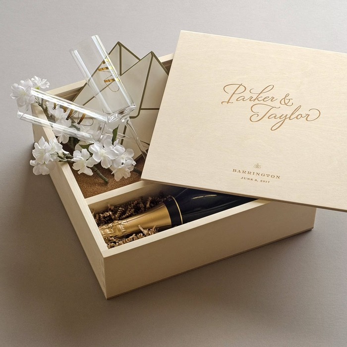 engagement gifts for sister - Artificer WoodWorks Personalized Written in the Stars Wine Box