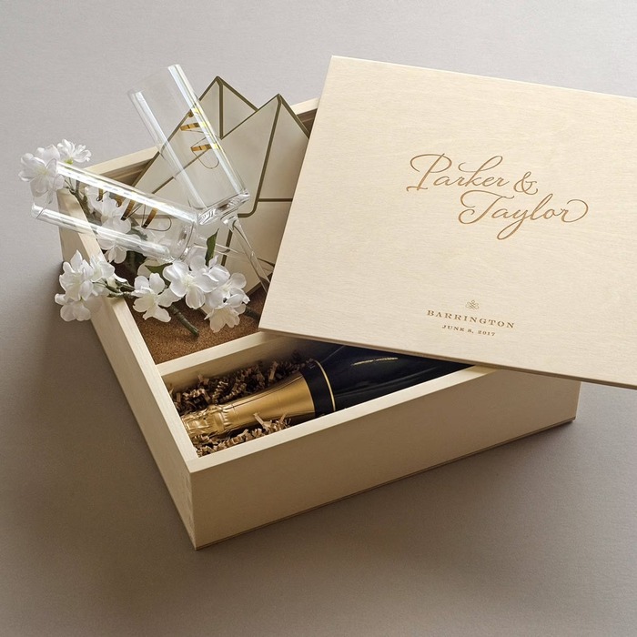 Engagement Gifts For Sister - Artificer Woodworks Personalized Written In The Stars Wine Box