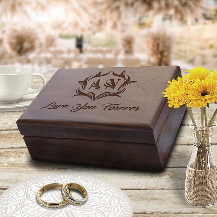 engagement gift ideas for sister - Personalized Wooden Keepsake Box