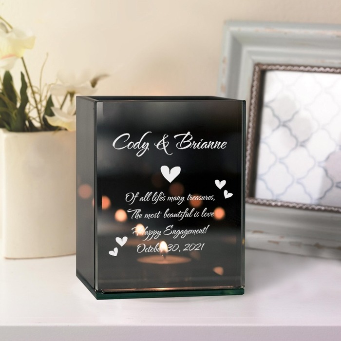 engagement gifts for sister - Personalized Engagement Tea Light Holder