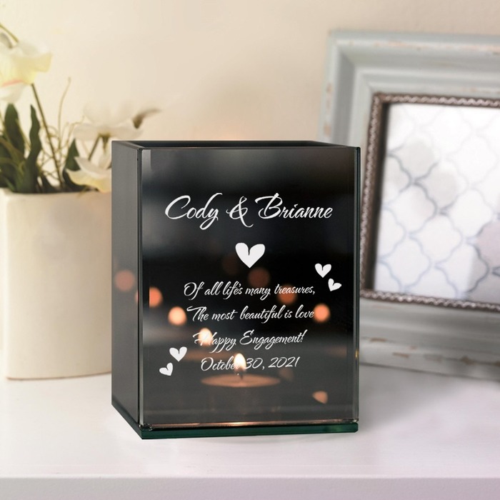 Engagement Gifts For Sister - Personalized Engagement Tea Light Holder