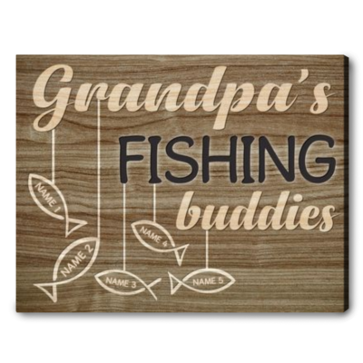 granpa fishing buddy father's day gift idea canvas wall art 01