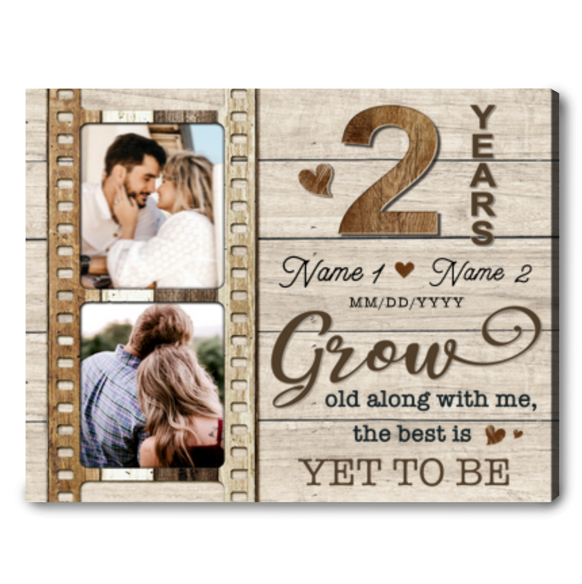 2nd wedding anniversary gift personalized couple photo canvas print 01