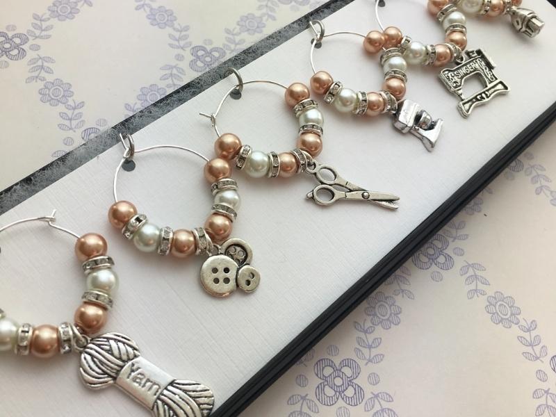 Pearl Anniversary Wine Charms - 46th anniversary gifts for husband