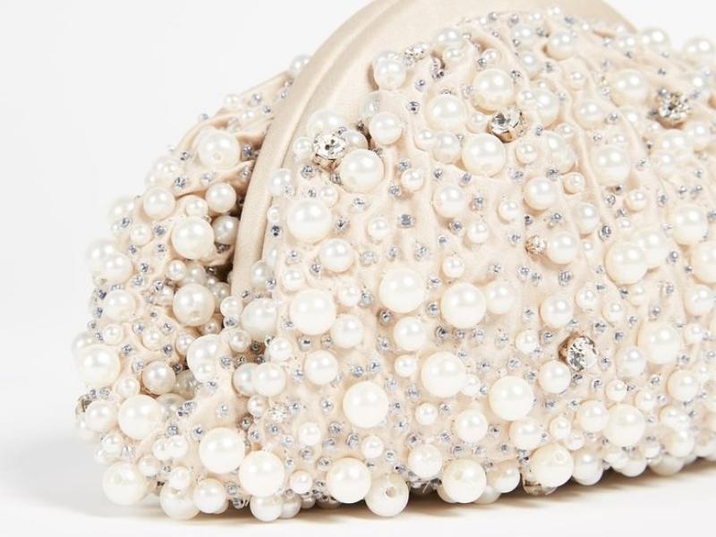 Pearl Encrusted Clutch Purse - 46th anniversary gift