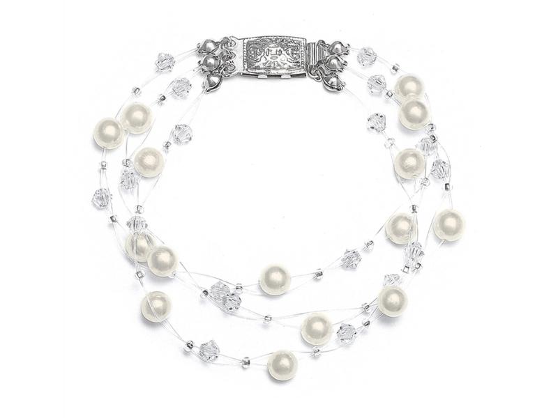 Illusion Pearls And Crystals Bracelet