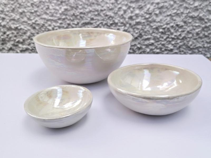 Mother Of Pearl Porcelain Bowls - 46Th Anniversary Gift