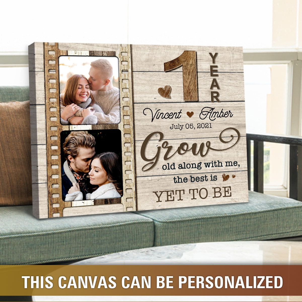 first wedding anniversary gift ideas personalized photo couple canvas wall art 04