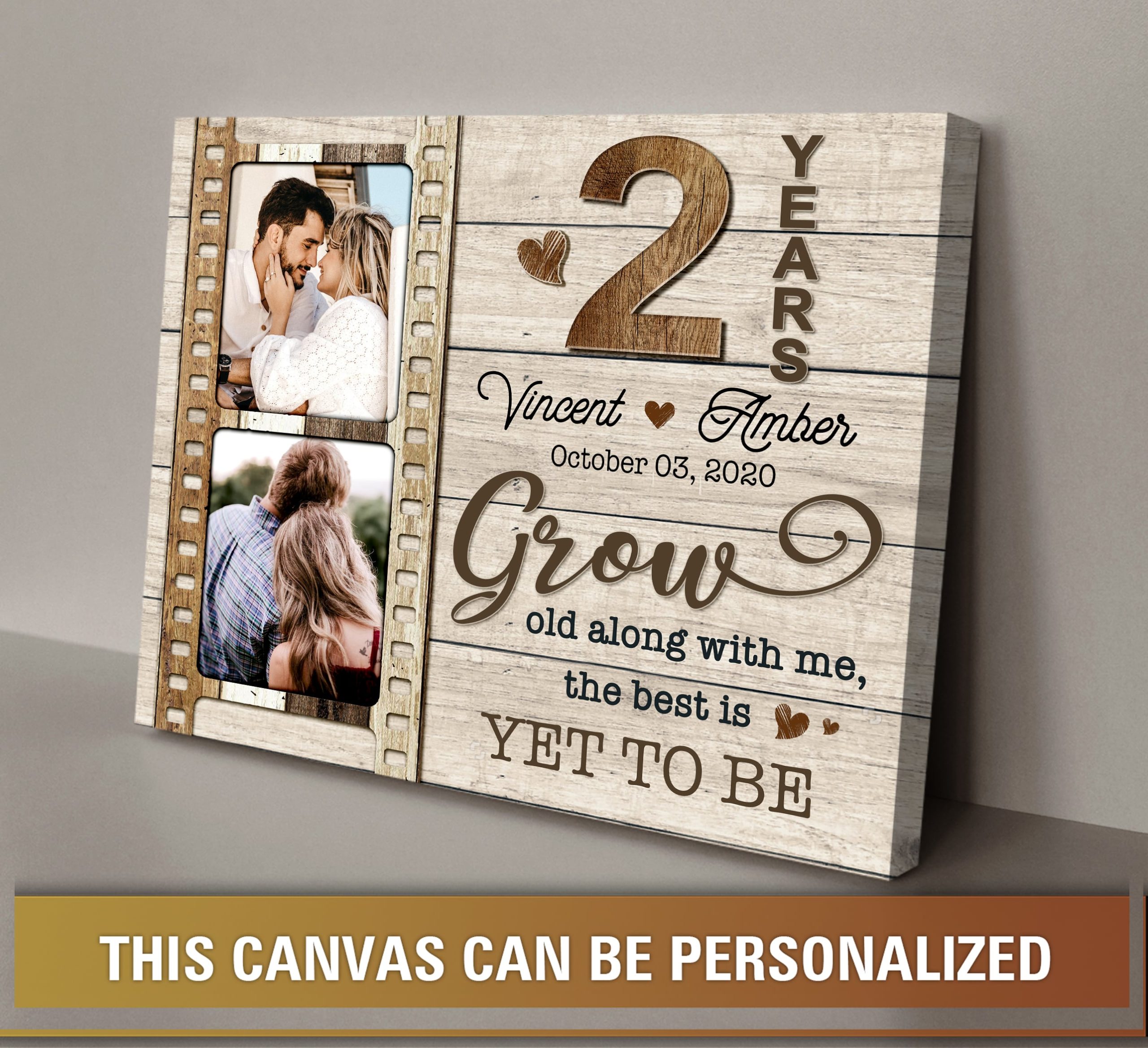 2nd wedding anniversary gift personalized couple photo canvas print 04