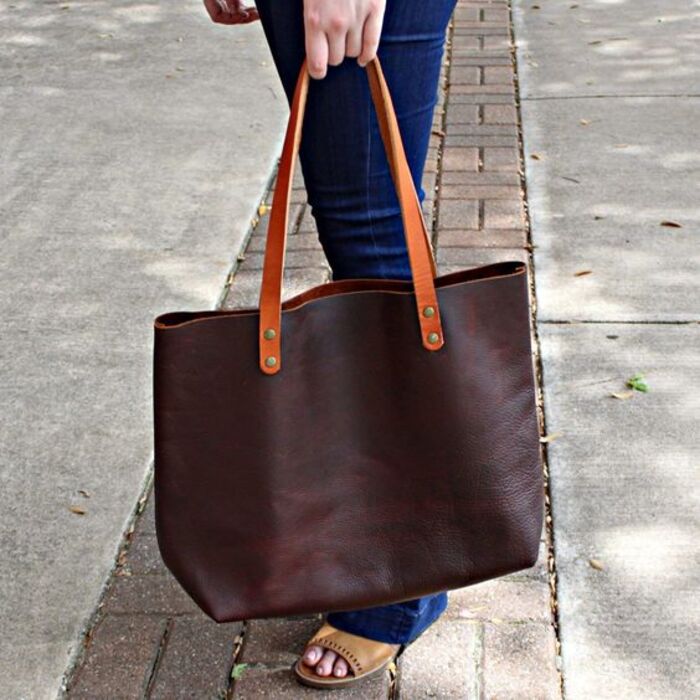 Handcrafted leather tote for child's significant other