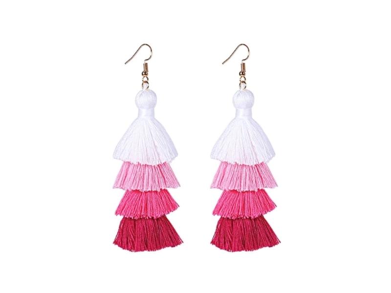 Hot Pink Tassel Earring - 48th anniversary gift for wife
