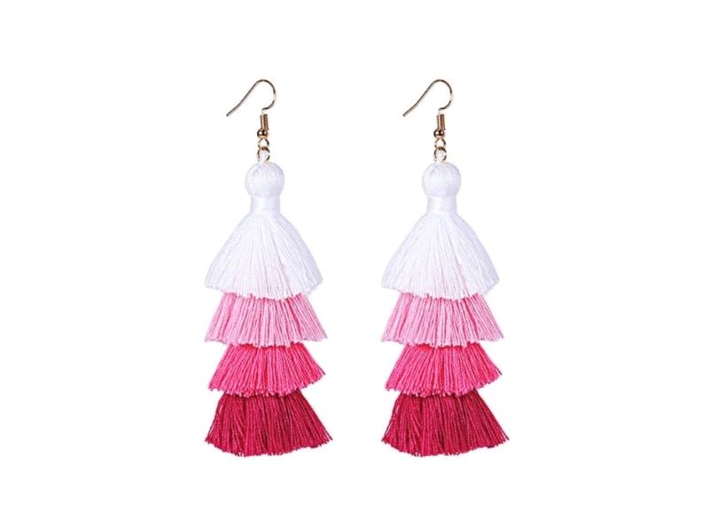 Hot Pink Tassel Earring - 48Th Anniversary Gift For Wife