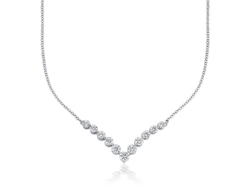 Diamond "V" Bar Necklace - 49th anniversary gift