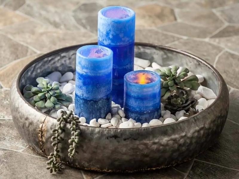 Ombre Blue Candle For The 49Th Anniversary Gift