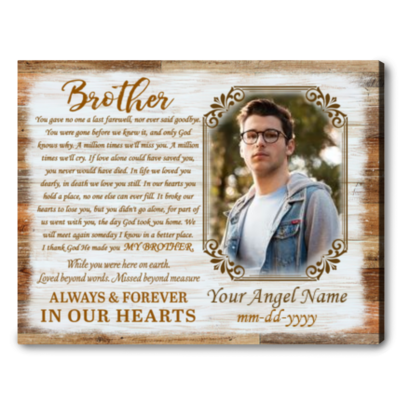 memorial gift for loss of brother personalized sympathy gift for brother canvas print 01