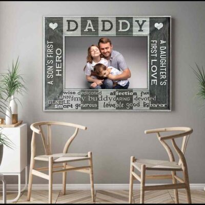 Custom Dad Gift A Son's First Hero A Daughter's First Love Canvas Print
