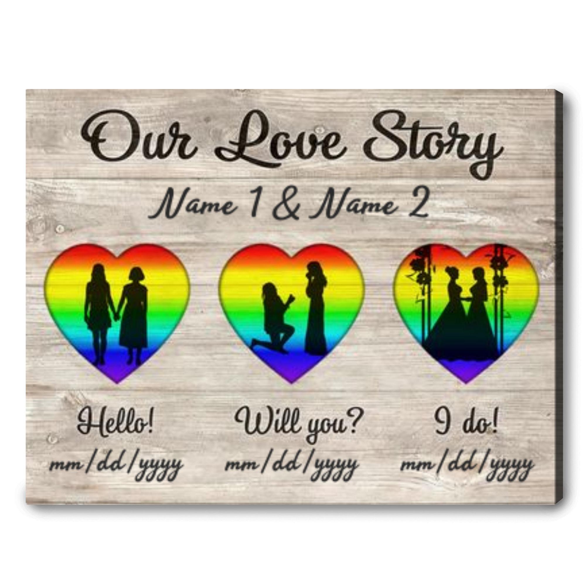 custom LGBT lesbian couple wall art print personalized anniversary gift for lesbian couple 01