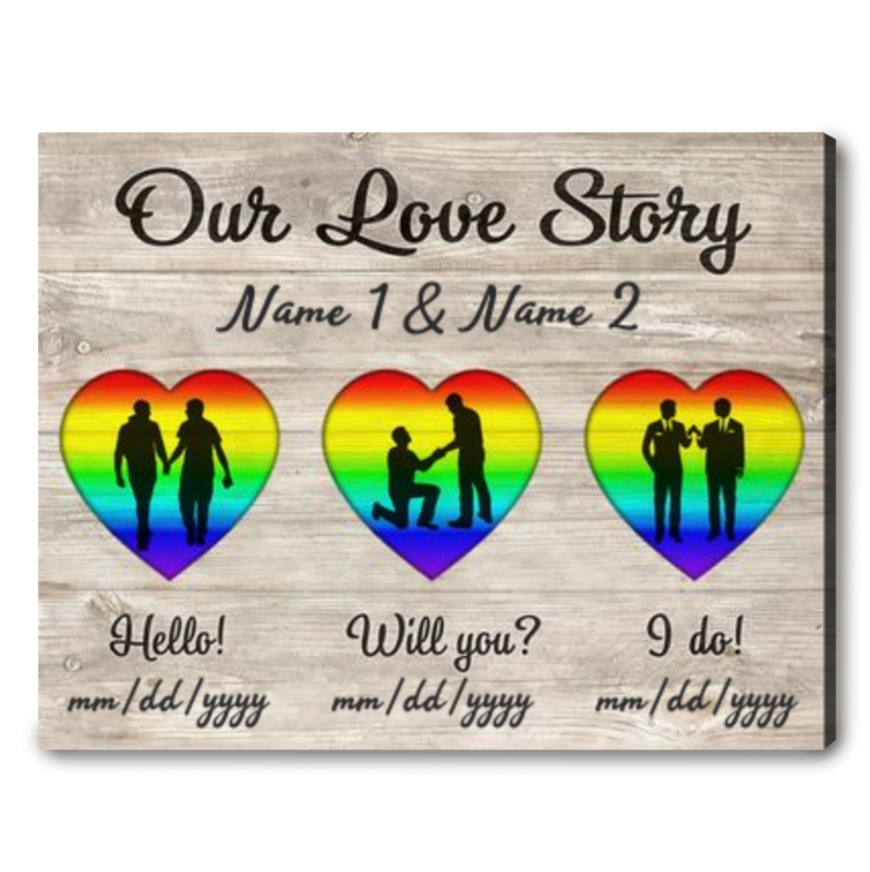 From Our First Kiss, LGBTQ+ Couples - Gift For Couples, Husband Wife, Personalized Shaped Wood Sign