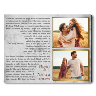 custom song lyrics Personalized text and upload photo canvas wall art 01