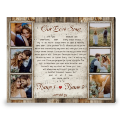 Wedding Song Lyrics Gift Customized Gift For Anniversary Canvas Print