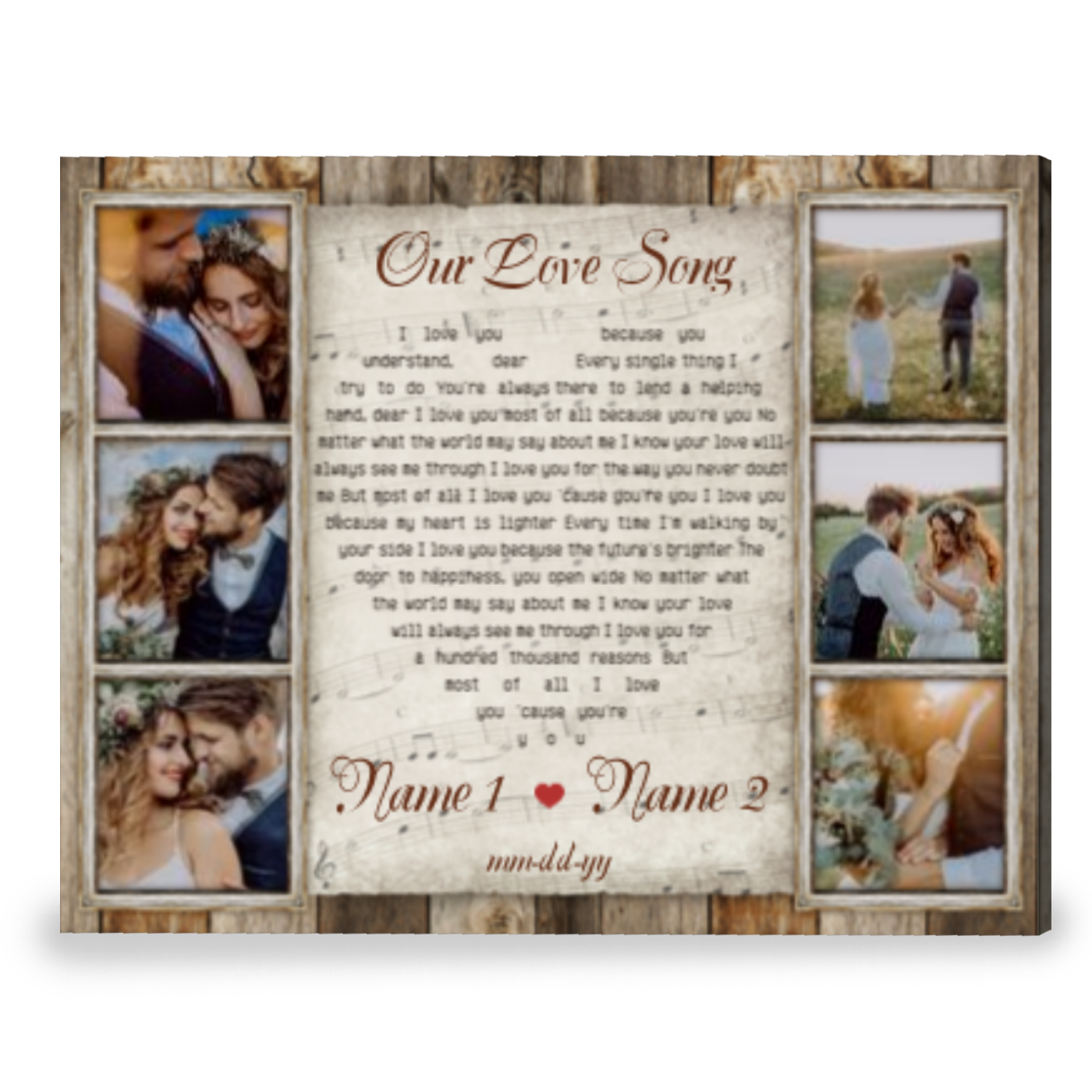 Wedding Song Lyrics Gift Customized Gift For Anniversary Canvas Print ...