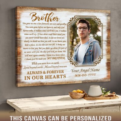 memorial gift for loss of brother personalized sympathy gift for brother canvas print 02