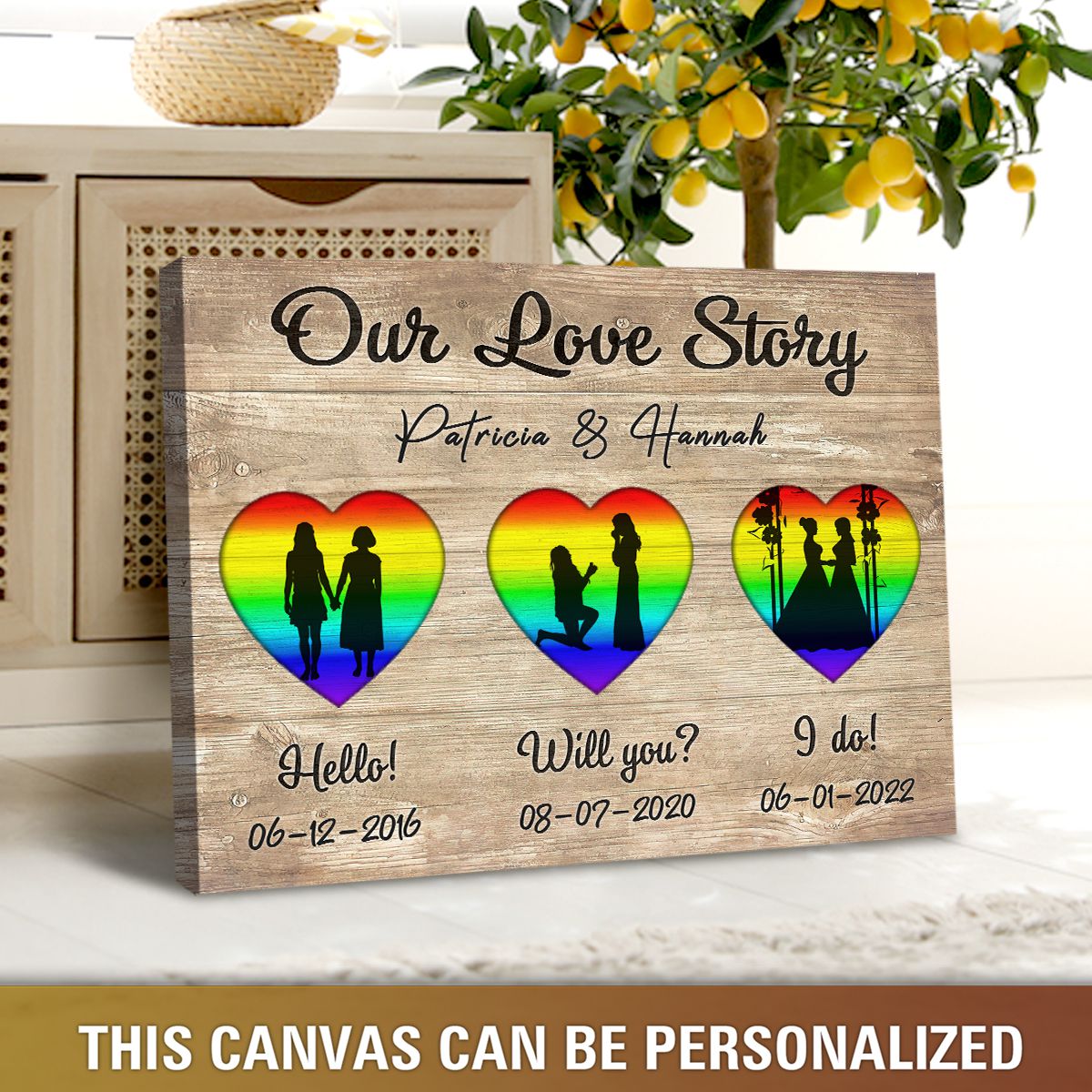 custom LGBT lesbian couple wall art print personalized anniversary gift for lesbian couple 03