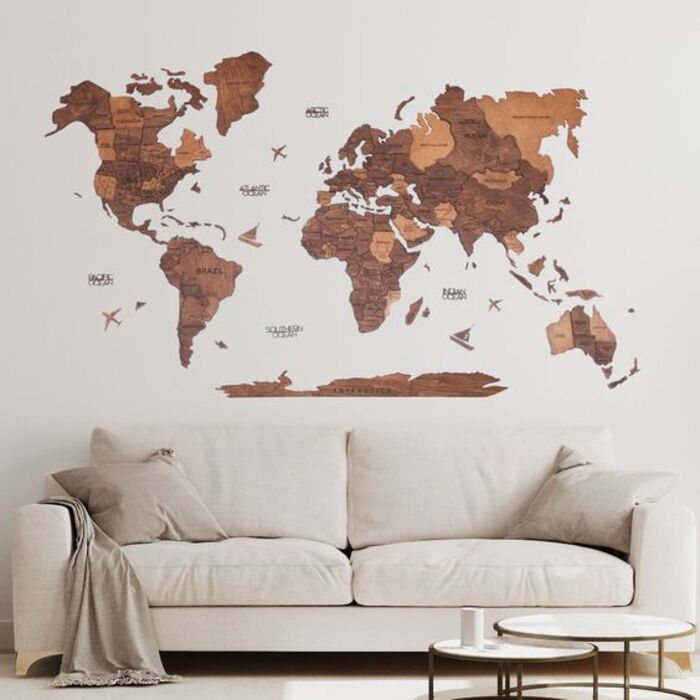 Wooden world map: unique gifts for brother-in-law