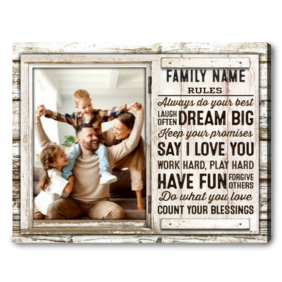 personalized family gift family rules wall art decor 01