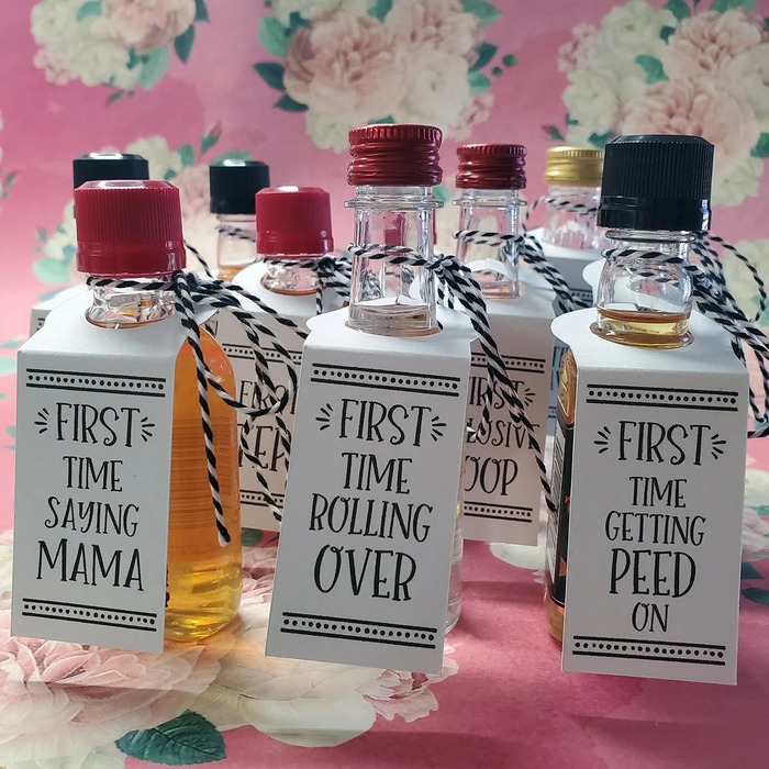 gifts for expecting dads - Funny Shot Bottle Tags