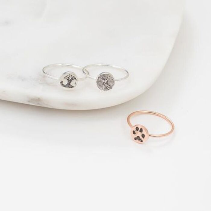 Custom paw print ring for lady friend