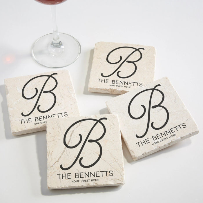 Customized Tumbled Stone Coaster Set