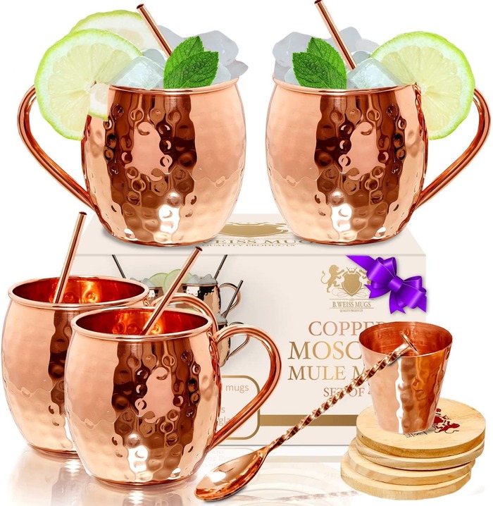 The Set of 4 Copper Moscow Mule Mug Gift Set