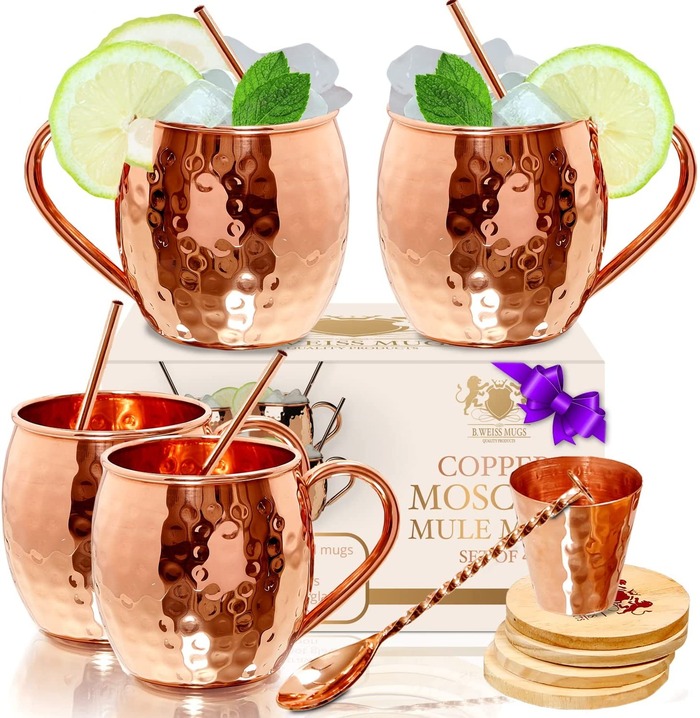 The Set Of 4 Copper Moscow Mule Mug Gift Set