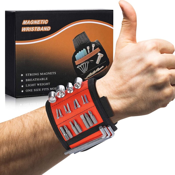 Magnetic Wristband for Holding Screws, Nails, Drill Bits