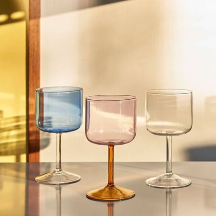 Colorful wine glass: engagement gift ideas for son and future daughter-in-law