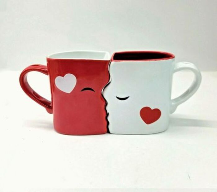 Kissing mugs for child's engagement gift