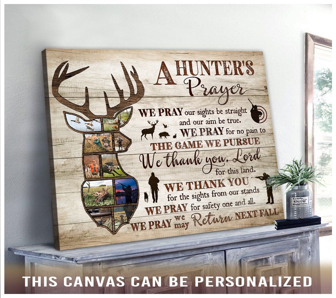 Hunters Prayer Deer Hunt Wildlife Deer Photo Collage Custom Canvas