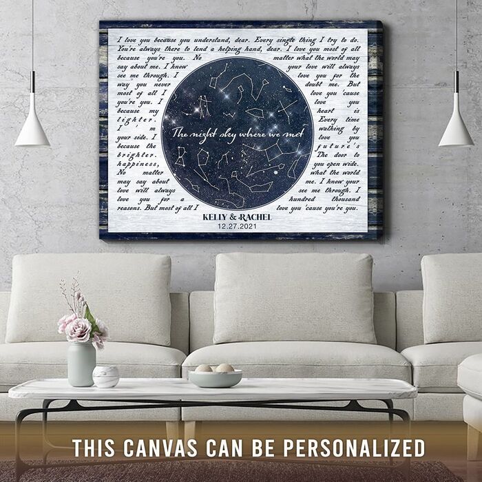 Star Map Canvas Print - Anniversary Gifts For Women