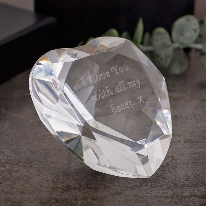 Crystal Heart Glass - Anniversary Gifts For Girlfriend