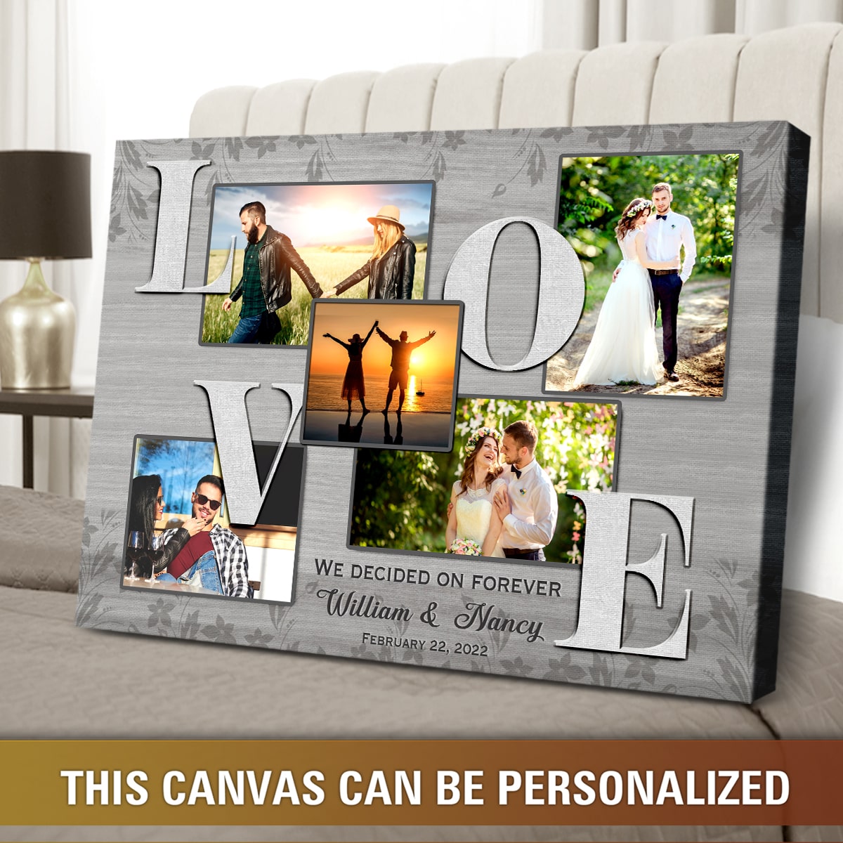 Personalized 5 Year Anniversary Gifts For Couple Custom Photo Canvas Print  - Oh Canvas