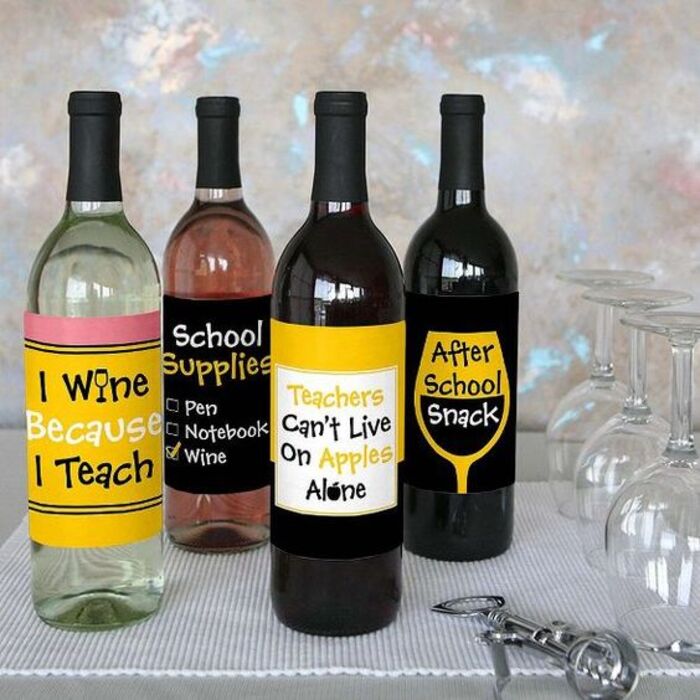 Wine Bottle Labels: Principal Retirement Gifts From Students