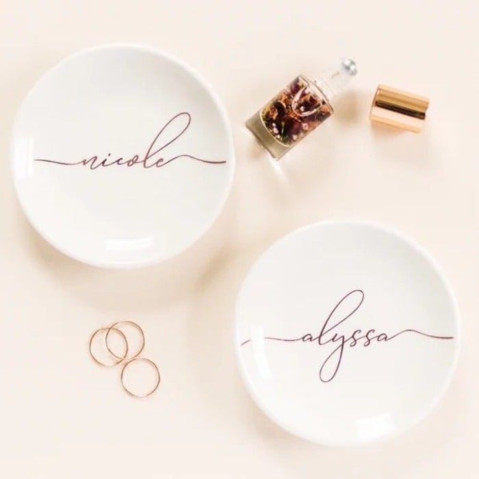 Custom trinket dish: adorable hostess gift ideas for engagement party