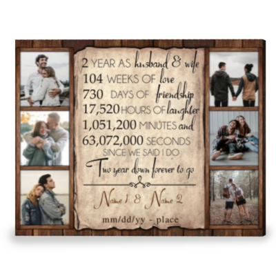 Personalized Gift For Second Wedding Anniversary Best Gift For Couple Canvas Print