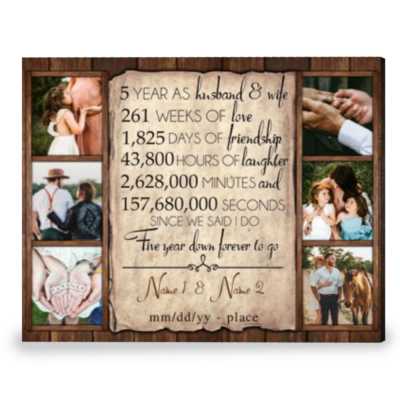 5th Anniversary Scrapbook Gift Fifth Wood Anniversary Gift Five Years Down  Forever to Go Wood Anniversary Ideas 