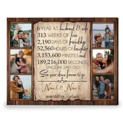 Personalized Gift For 6th Wedding Anniversary Best Gift For Couple Canvas Print
