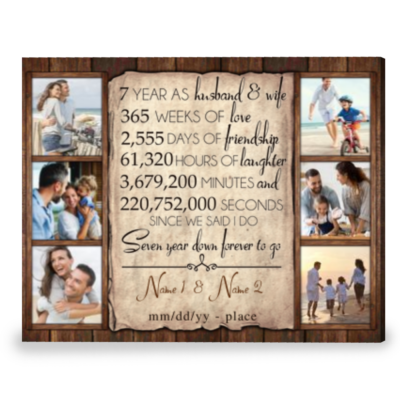 Personalized Gift For 7th Wedding Anniversary Best Gift For Couple Canvas Print