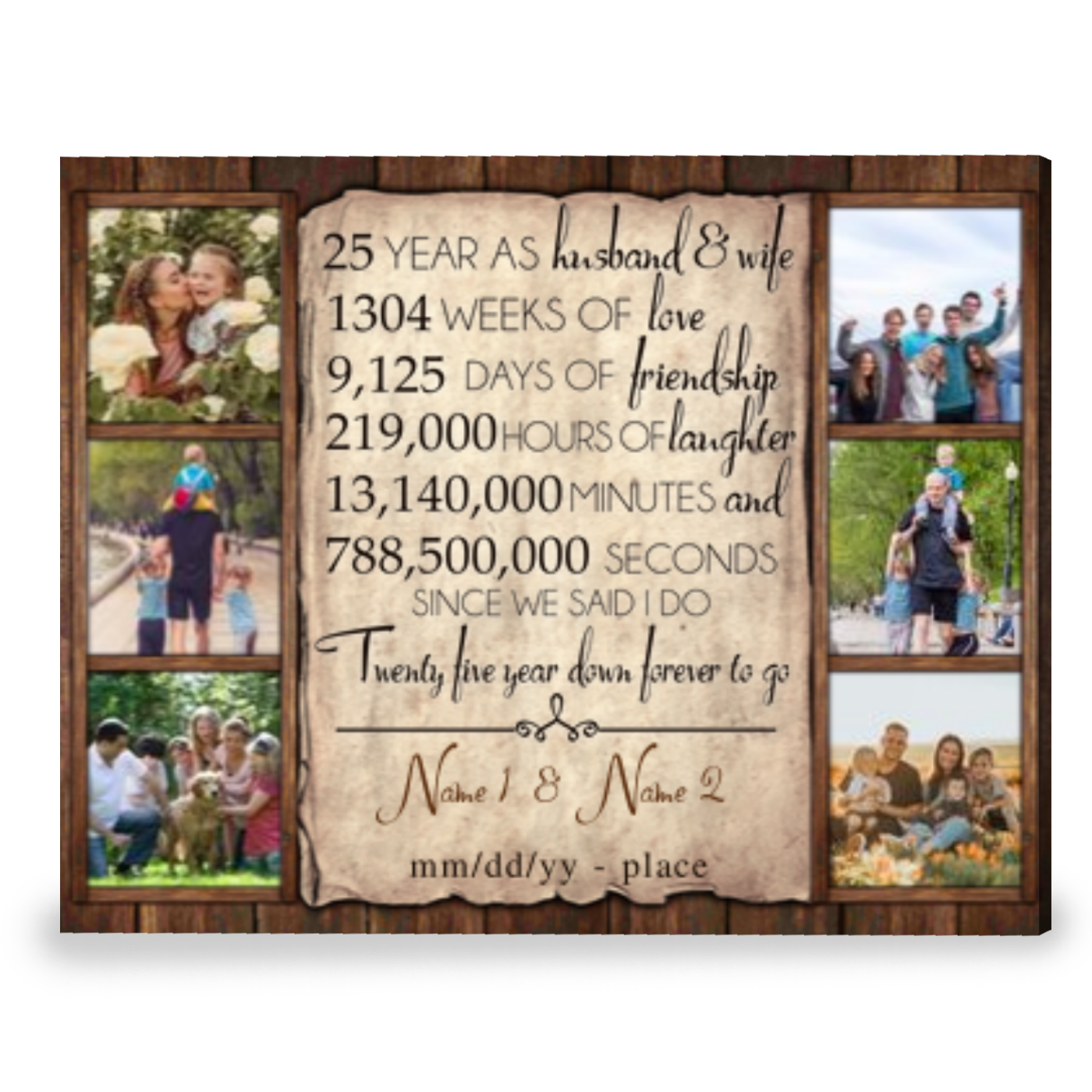 Personalized Gift For 25th Wedding Anniversary Best Gift For Couple Canvas Print