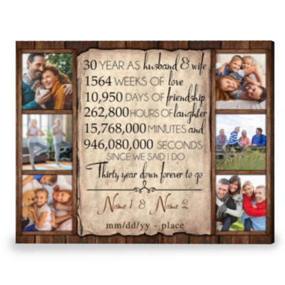 Personalized Gift For 30th Wedding Anniversary Best Gift For Couple Canvas Print