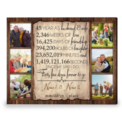 Personalized Gift For 45th Wedding Anniversary Best Gift For Couple Canvas Print